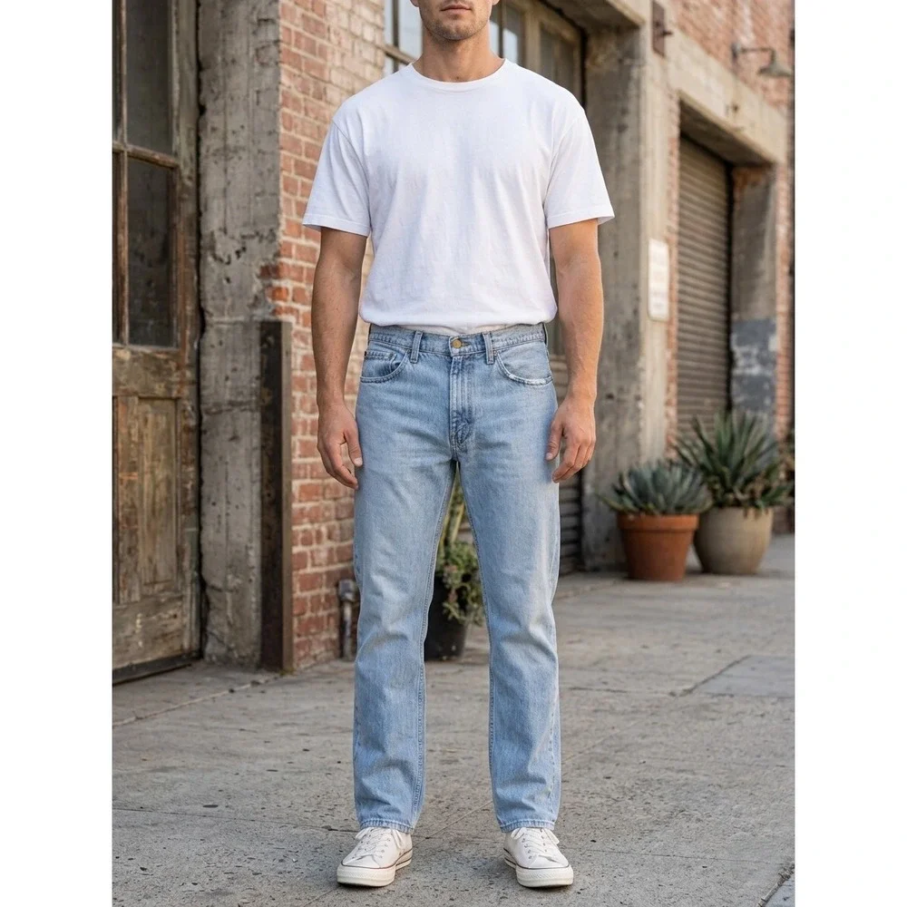 Levi's 514 Jeans Mens 34x32 Regular Fit Light Wash Blue Cotton Blend Straight